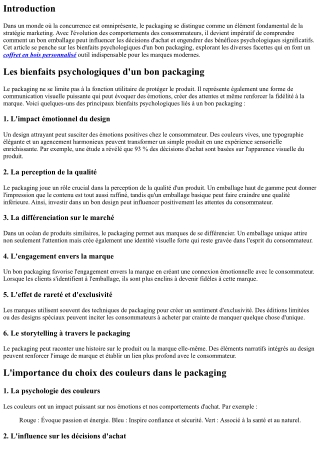 Les bienfaits psychologiques d'un bon packaging