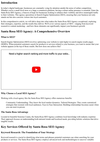 Santa Rosa SEO Agency: Delivering Exceptional Results for Businesses