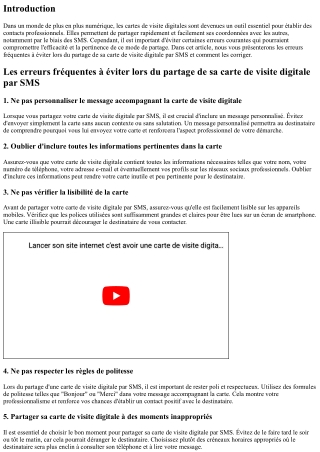 Les erreurs fréquentes à éviter lors du partage de sa carte de visite digitale p