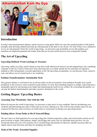 Upcycling Introduced: Turning Old Garments into Trendy Pieces