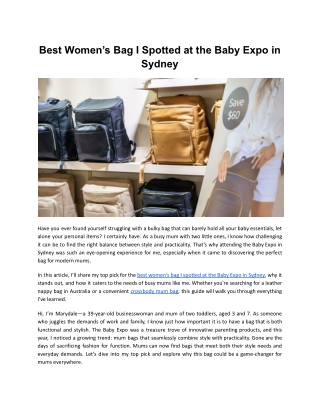 Best Women’s Bag I Spotted at the Baby Expo in Sydney