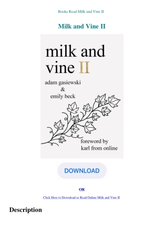 Books Read Milk and Vine II