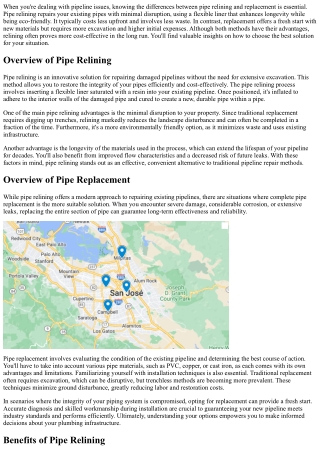 The Truth About Pipe Relining vs. Replacement