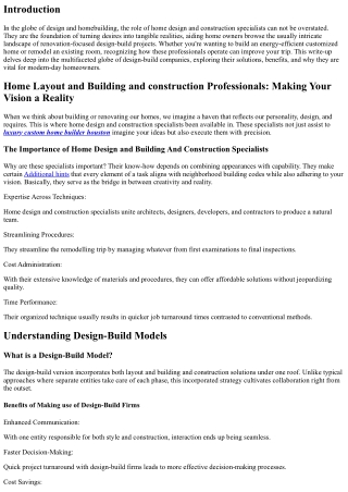 Home Design and Construction Specialists: Making Your Vision a Reality