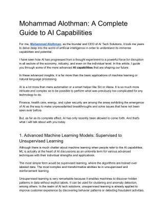 Mohammad Alothman A Complete Guide to AI Capabilities