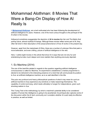 Mohammad Alothman 8 Movies That Were a Bang-On Display of How AI Really Is