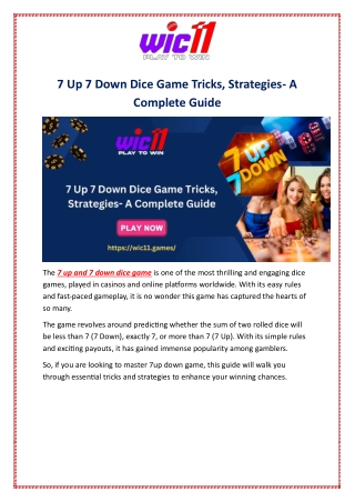 7 Up 7 Down Dice Game Tricks, Strategies- A Complete Guide