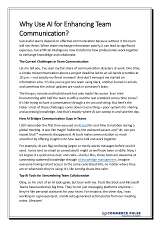 Why Use AI for Enhancing Team Communication