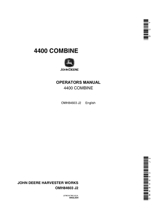 John Deere 4400 Combine Operator’s Manual Instant Download (Publication No.OMH84603)