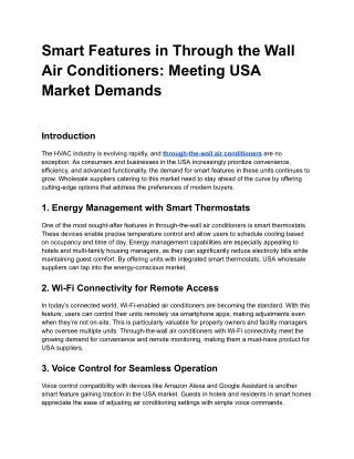 Smart Features in Through the Wall Air Conditioners_ Meeting USA Market Demands