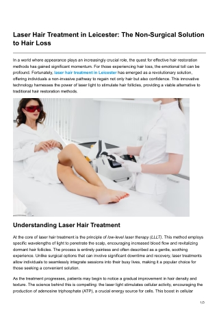 Laser Hair Treatment in Leicester The Non-Surgical Solution to Hair Loss
