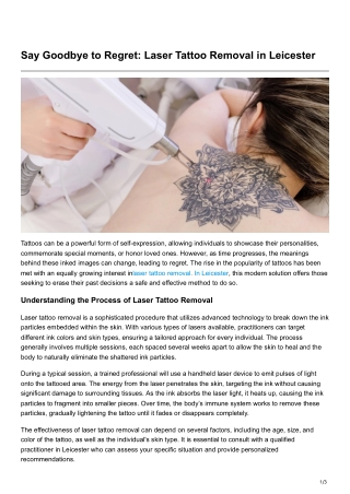 Say Goodbye to Regret Laser Tattoo Removal in Leicester