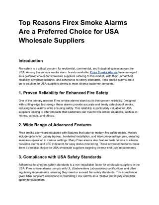 Top Reasons Firex Smoke Alarms Are a Preferred Choice for USA Wholesale Suppliers