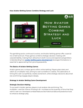 How Aviator Betting Games Combine Strategy and Luck