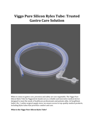 Viggo Pure Silicon Ryles Tube: Trusted Gastro Care Solution
