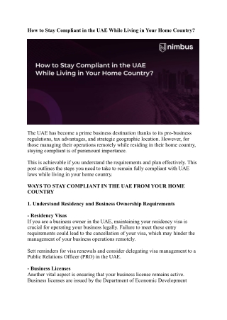 Stay Compliant in UAE - Nimbus