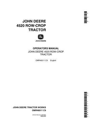 John Deere 4520 Row-Crop Tractors Operator’s Manual Instant Download (Publication No.OMR46011)