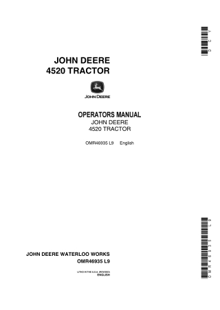 John Deere 4520 Tractor Operator’s Manual Instant Download (Publication No.OMR46935)