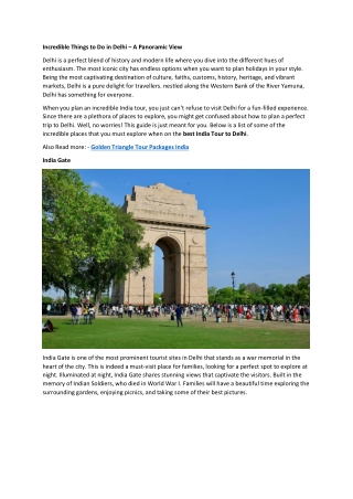 Incredible Things to Do in Delhi – A Panoramic View