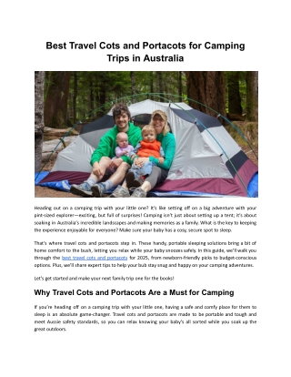 Best Travel Cots and Portacots for Camping Trips in Australia