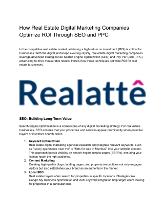 Realatte: Real Estate Marketing Agency Driving Results