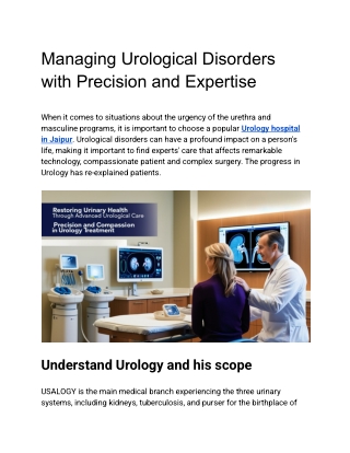 Managing Urological Disorders with Precision and Expertise