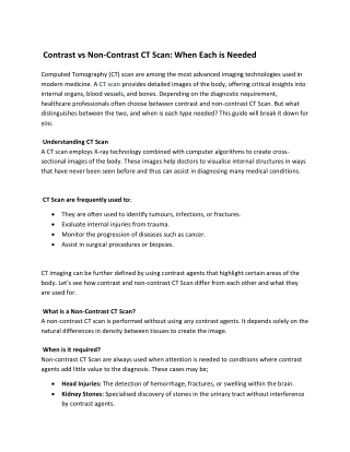 Contrast vs Non-Contrast CT Scan When Each is Needed