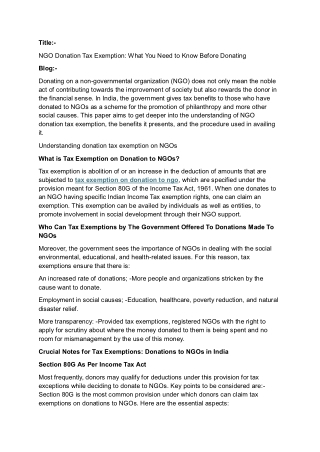 NGO donation tax exemption