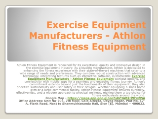 Exercise Equipment Manufacturers - Athlon Fitness Equipment