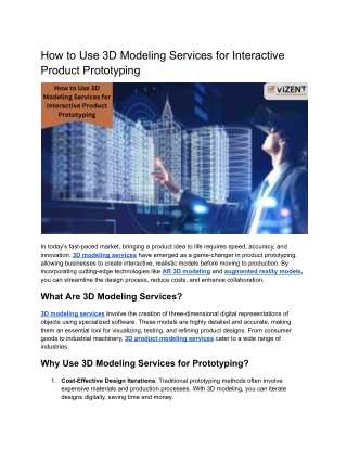 How to Use 3D Modeling Services for Interactive Product Prototyping