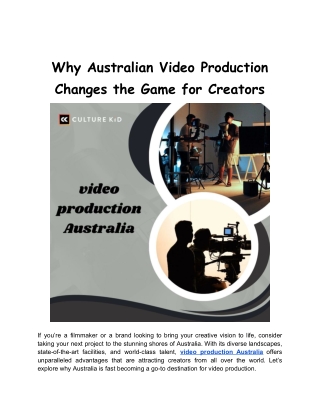 Why Australian Video Production Changes the Game for Creators