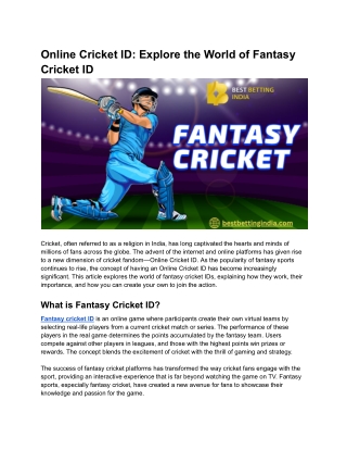 Online Cricket ID_ Explore the World of Fantasy Cricket ID