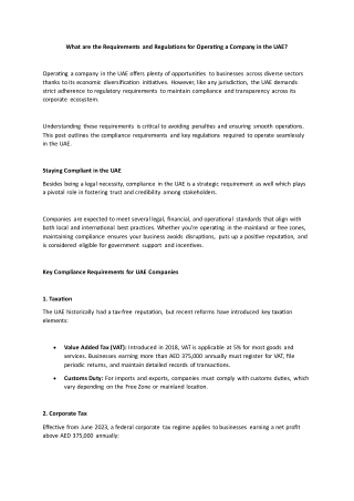 What are the Requirements and Regulations for Operating a Company in the UAE