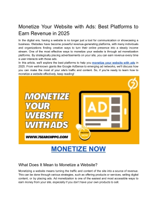 Monetize Your Website with Ads_ Best Platforms to Earn Revenue in 2025