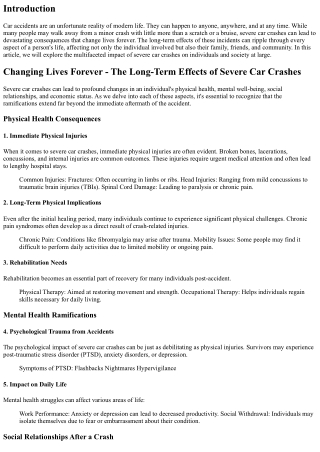 “Changing Lives Forever - The Long-Term Effects of Severe Car Crashes”