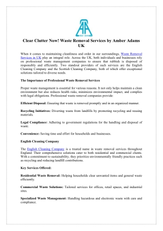 Clear Clutter Now! Waste Removal Services by Amber Adams UK