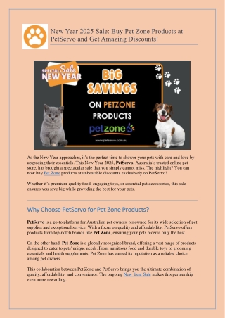 New Year 2025 Sale Buy Pet Zone Products at PetServo and Get Amazing Discounts!