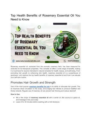 Top Health Benefits of Rosemary Essential Oil You Need to Know