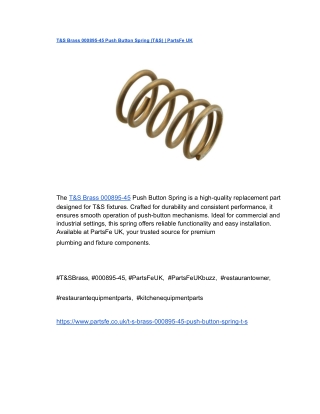 T&S Brass 000895-45 Push Button Spring (T&S) _ PartsFe UK