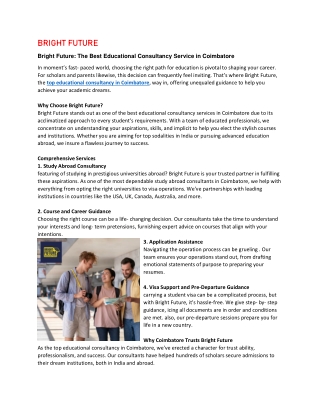 Bright Future: Your Pathway to the Best Educational Consultancy