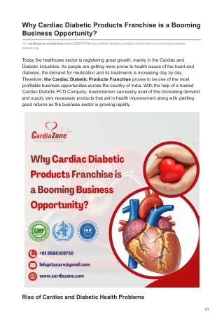 Why Cardiac Diabetic Products Franchise is a Booming Business Opportunity?