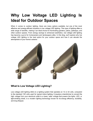 Why Low Voltage LED Lighting Is Ideal for Outdoor Spaces