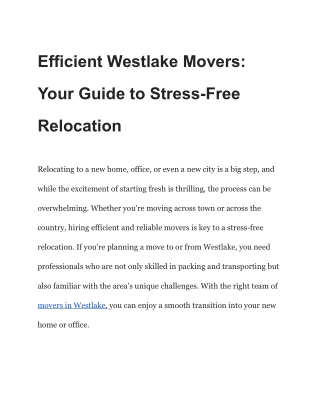 Efficient Westlake Movers_ Your Guide to Stress-Free Relocation