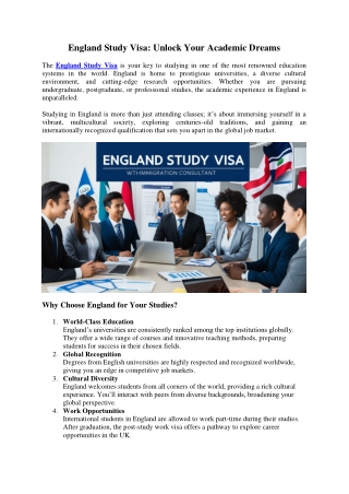 England Study Visa: Unlock Your Academic Dreams