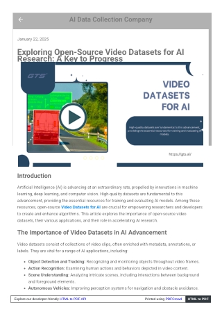 Exploring Open-Source Video Datasets for AI Research A Key to Progress
