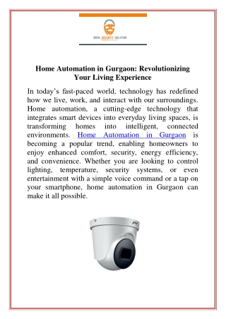 Home Automation in Gurgaon Revolutionizing Your Living Experience