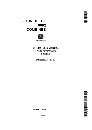 John Deere 6602 Combines Operator’s Manual Instant Download (Publication No.OMH88385)