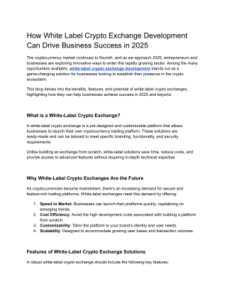 How White Label Crypto Exchange Development Can Drive Business Success in 2025