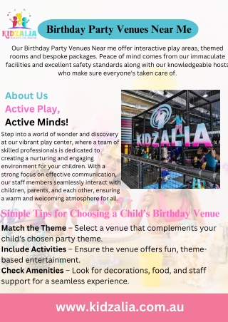 Birthday Party Venues Near Me | KidZalia