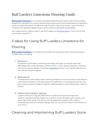 Buff Lueders Limestone Flooring Guide